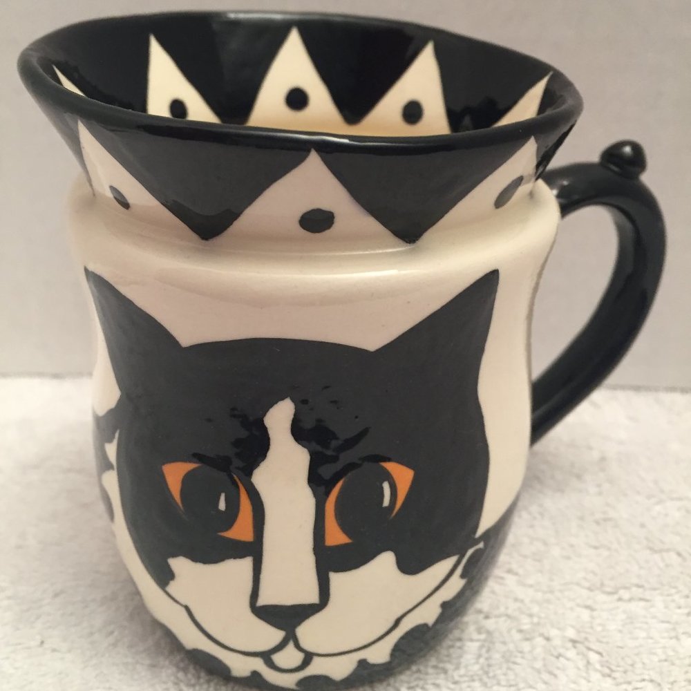 Cats by Nina Lyman Coffee Mug Cup Black White Cat